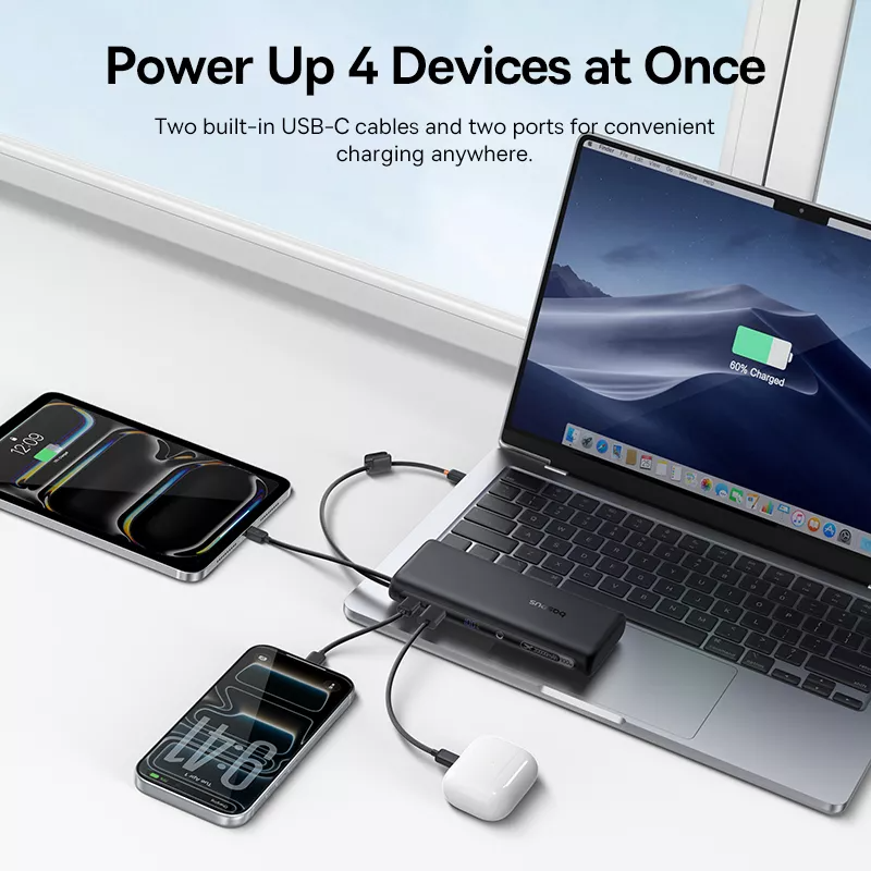 Externer Akku Baseus EnerFill FC41, 20000mAh, 100W, QC + PD, 1 x USB-A - 3 x USB-C, Schwarz E0028N03