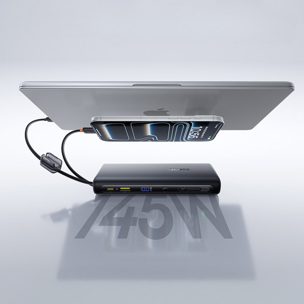 Externe Batterie Baseus EnerFill FC41, 25000mAh, 145W, QC + PD, 1 x USB-A - 3 x USB-C, Schwarz E0028H03