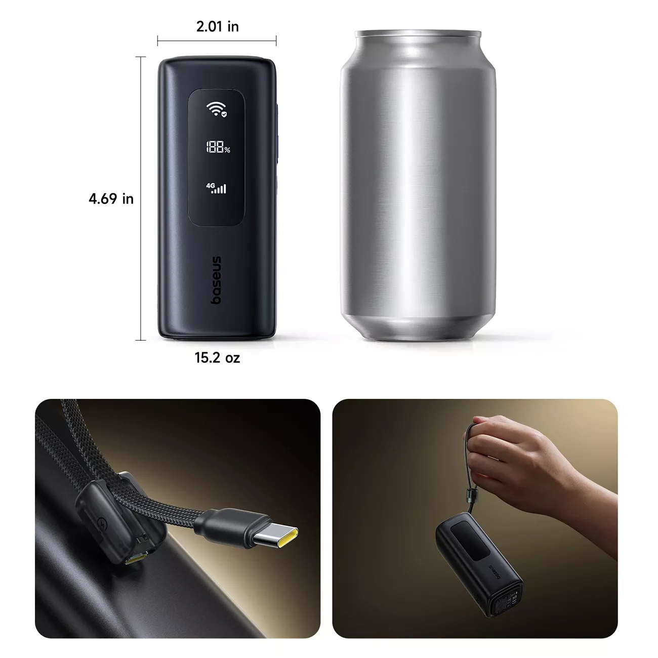 Batteria Esterna Baseus EnerGeek GX11, 20000mAh, 67W, QC + PD, 1 x USB-A - 2 x USB-C, Nera E0025701
