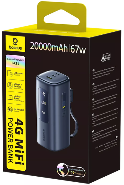 Batteria Esterna Baseus EnerGeek GX11, 20000mAh, 67W, QC + PD, 1 x USB-A - 2 x USB-C, Nera E0025701