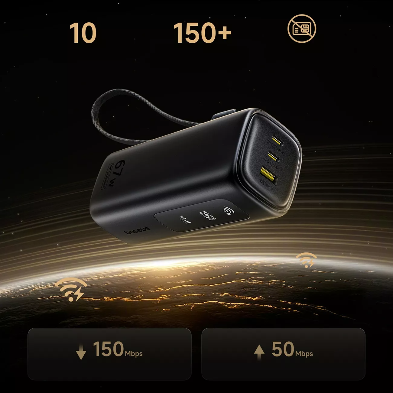 Batteria Esterna Baseus EnerGeek GX11, 20000mAh, 67W, QC + PD, 1 x USB-A - 2 x USB-C, Nera E0025701