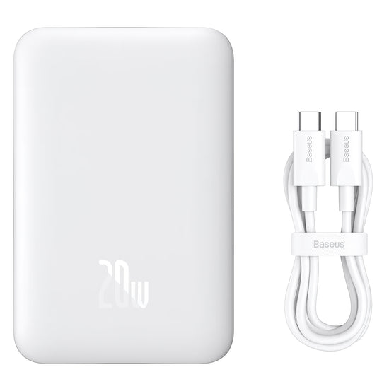Batterie Externe Baseus Magnetic Mini, 10000mAh, 20W, PD + FQI, 1 x USB-C, Blanche P10059001223-00
