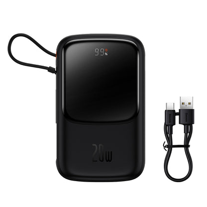 Batterie Externe Baseus Qpow Pro, 20000mAh, 20W, QC + PD, 1 x Lightning - 1 x USB-A - 1 x USB-C, Noire PPQD040001