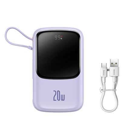 Batterie Externe Baseus Qpow Pro, 20000mAh, 20W, QC + PD, 1 x Lightning - 1 x USB-A - 1 x USB-C, Mauve PPQD030005