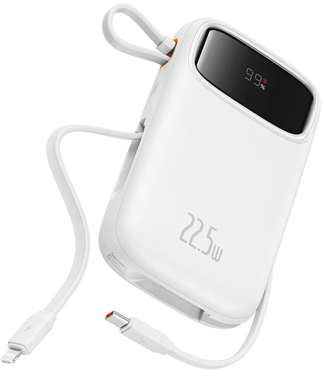 Batterie Externe Baseus Qpow2, 10000mAh, 22.5W, QC + PD, 1 x Lightning - 1 x USB-A - 2 x USB-C, Blanche P10055003223-00