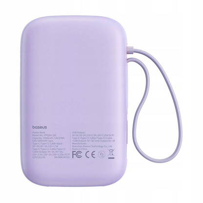 Batteria Esterna Baseus Qpow2, 10000mAh, 30W, QC + PD, 1 x USB-A - 3 x USB-C, Viola P10055008513-00