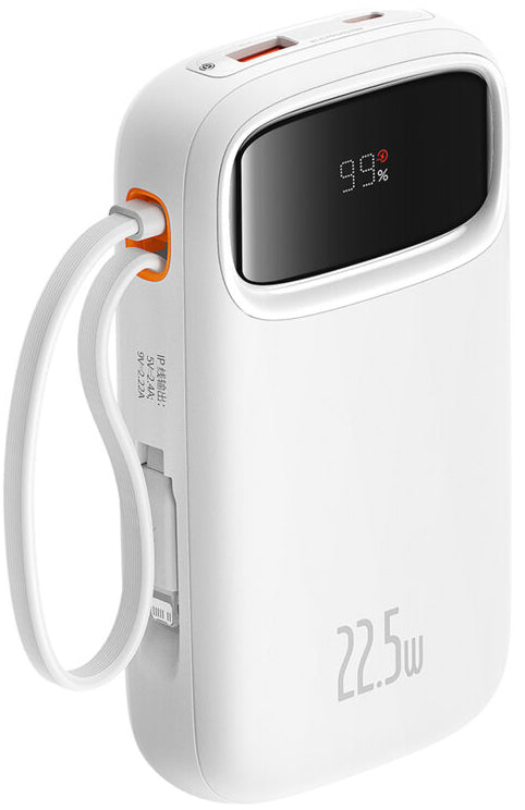 Batterie Externe Baseus Qpow2, 10000mAh, 22.5W, QC + PD, 1 x Lightning - 1 x USB-A - 2 x USB-C, Blanche P10055003223-00