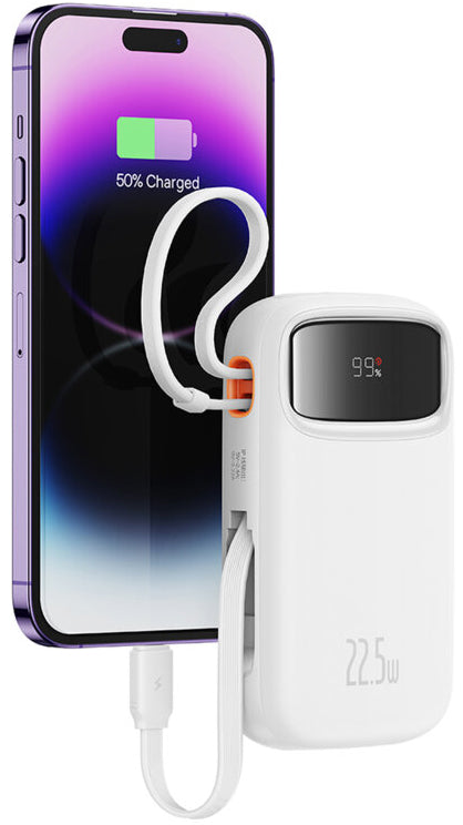 Batterie Externe Baseus Qpow2, 10000mAh, 22.5W, QC + PD, 1 x Lightning - 1 x USB-A - 2 x USB-C, Blanche P10055003223-00