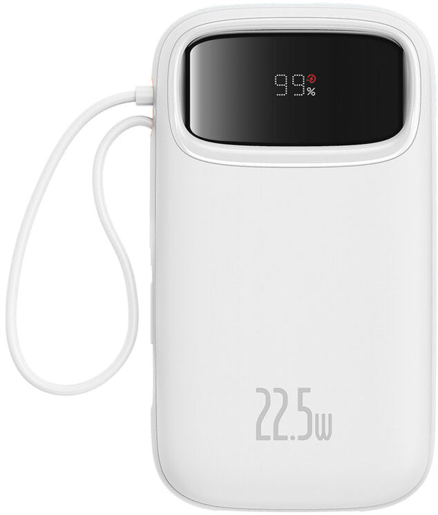 Batterie Externe Baseus Qpow2, 10000mAh, 22.5W, QC + PD, 1 x Lightning - 1 x USB-A - 2 x USB-C, Blanche P10055003223-00