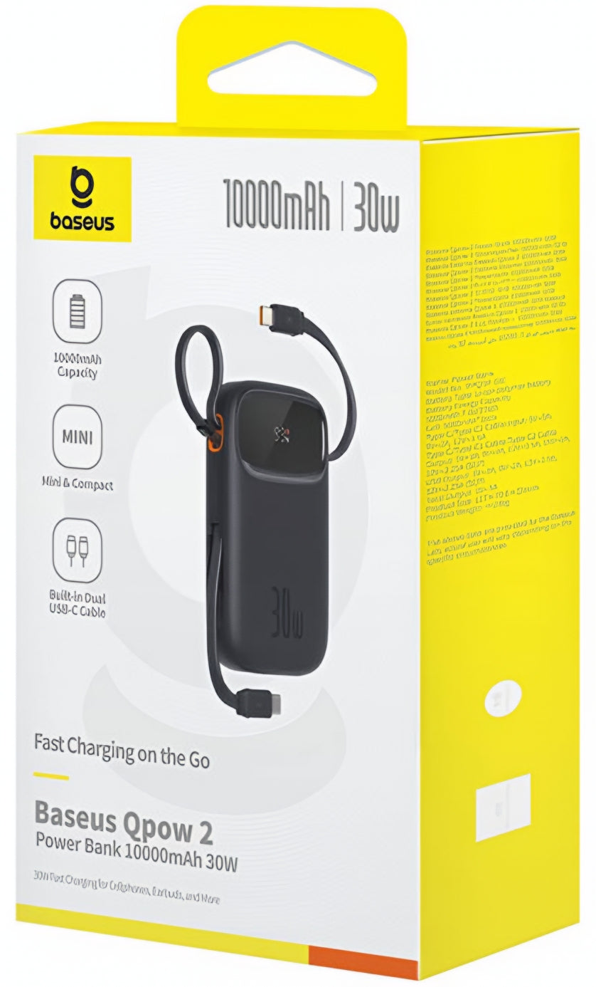 Batterie Externe Baseus Qpow2, 20000mAh, 30W, QC + PD, 1 x USB-A - 3 x USB-C, Noire P10055009113-00