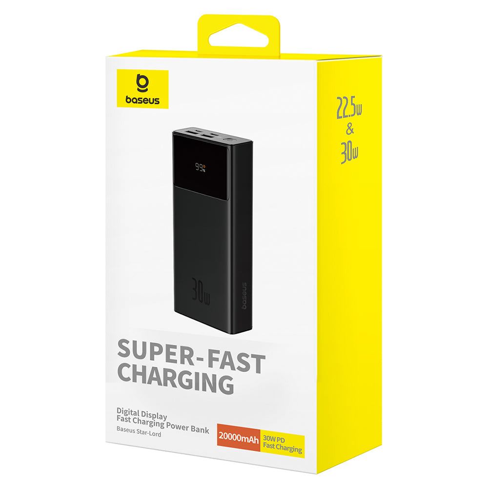 Batterie Externe Baseus Star Lord, 20000mAh, 30W, QC + PD, 1 x USB-C - 2 x USB-A, Noire P10022904113-00