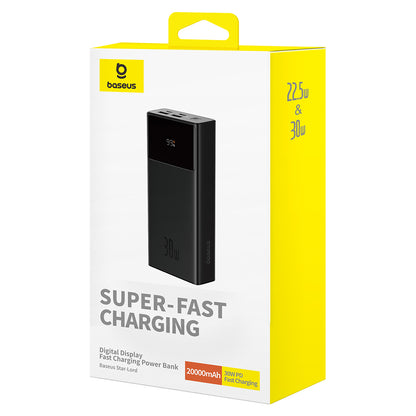 Batterie Externe Baseus Star Lord, 20000mAh, 30W, QC + PD, 1 x USB-C - 2 x USB-A, Noire P10022904113-00