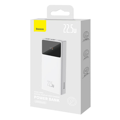 Baseus Star Lord External Battery, 20000mAh, 22.5W, QC + PD, 1 x USB-C - 2 x USB-A, White PPXJ080002