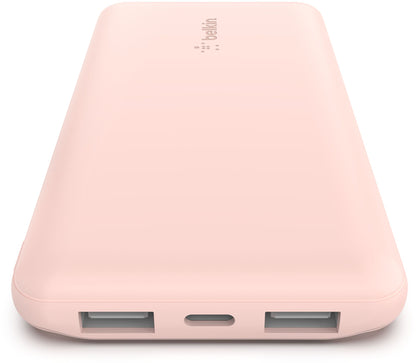 Externe Batterie Belkin BoostCharge, 10000mAh, 15W, 1 x USB-C - 2 x USB-A, Rosa BPB011btRG