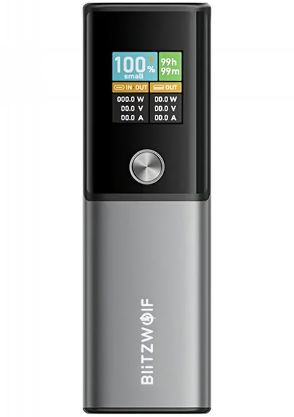Externe Batterie BlitzWolf BW-P23, 14000mAh, 100W, QC + PD, 1 x USB-A - 1 x USB-C, Grau