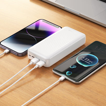 Externer Akku Borofone BJ80A Clever, 20000mAh, 22.5W, QC + PD, 1 x USB-C - 2 x USB-A, Weiß
