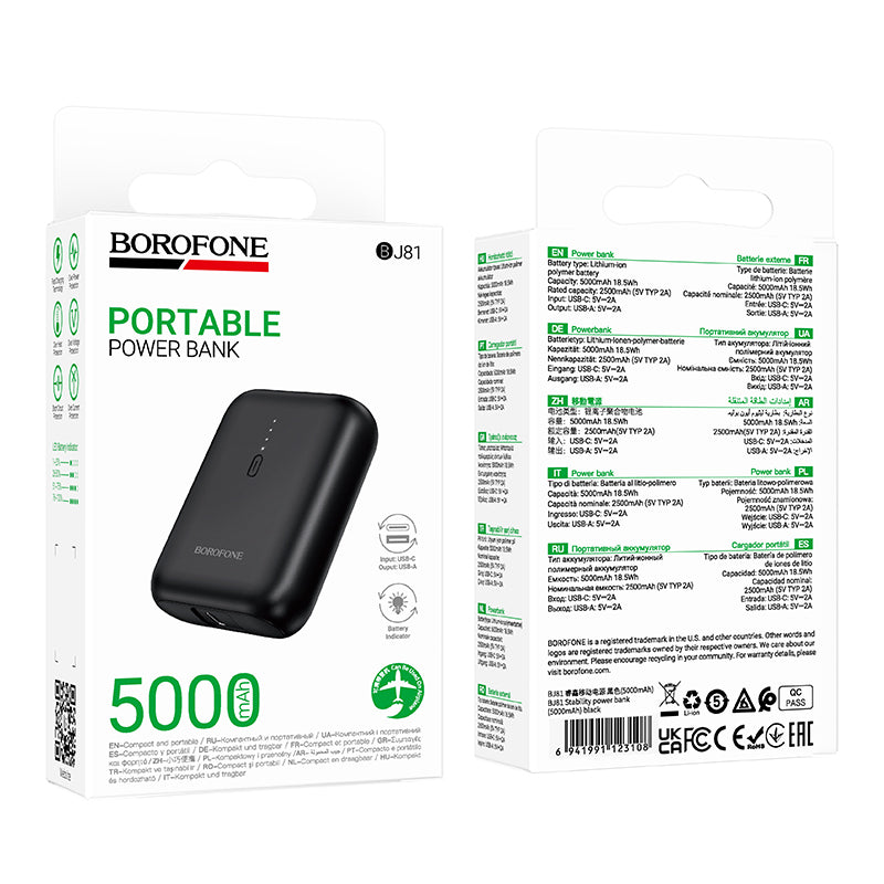 Externe Batterie Borofone BJ81 Stability, 5000mAh, 10W, 1 x USB-A, Schwarz