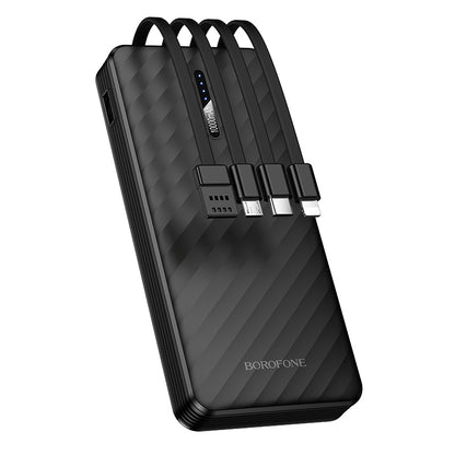 Externe Batterie Borofone BJ84 Smooth, 10000mAh, 10W, 1 x Lightning - 1 x microUSB - 1 x USB-A - 1 x USB-C, Schwarz