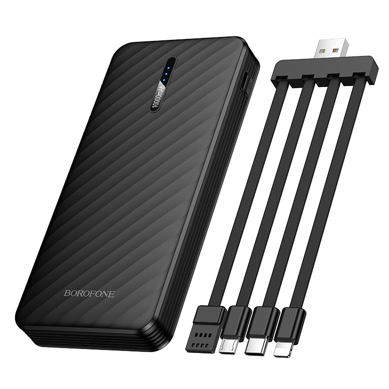 Externe Batterie Borofone BJ84 Smooth, 10000mAh, 10W, 1 x Lightning - 1 x microUSB - 1 x USB-A - 1 x USB-C, Schwarz