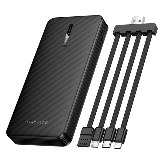 Batteria Esterna Borofone BJ84 Smooth, 10000mAh, 10W, 1 x Lightning - 1 x microUSB - 1 x USB-A - 1 x USB-C, Nera