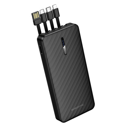 Externe Batterie Borofone BJ84 Smooth, 10000mAh, 10W, 1 x Lightning - 1 x microUSB - 1 x USB-A - 1 x USB-C, Schwarz