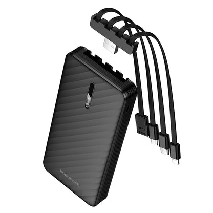 Externe Batterie Borofone BJ84 Smooth, 10000mAh, 10W, 1 x Lightning - 1 x microUSB - 1 x USB-A - 1 x USB-C, Schwarz