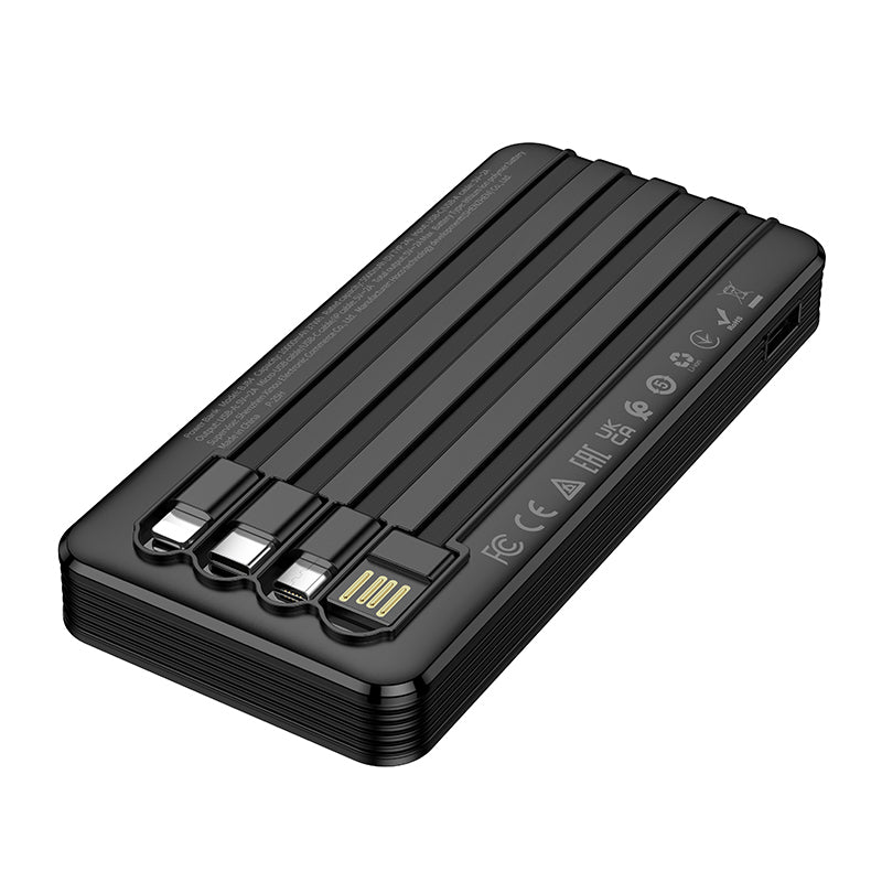 Externe Batterie Borofone BJ84 Smooth, 10000mAh, 10W, 1 x Lightning - 1 x microUSB - 1 x USB-A - 1 x USB-C, Schwarz