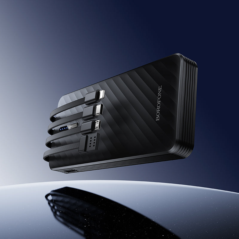 Externe Batterie Borofone BJ84 Smooth, 10000mAh, 10W, 1 x Lightning - 1 x microUSB - 1 x USB-A - 1 x USB-C, Schwarz