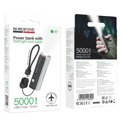 Batteria Esterna Borofone BJ87 Star, 5000mAh, 10W, 1 x USB-C, Grigio
