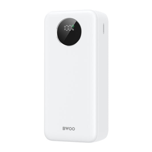 Externer Akku BWOO BO-P64, 30000mAh, 22.5W, QC + PD, 1 x USB-C - 2 x USB-A, Weiß