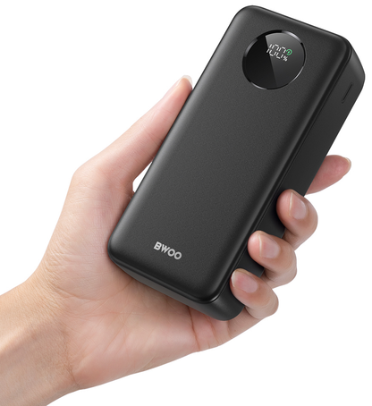 Batterie Externe BWOO BO-P64, 30000mAh, 22.5W, QC + PD, 1 x USB-C - 2 x USB-A, Noire