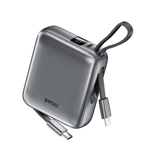 Externer Akku BWOO BO-P74, 10000mAh, 22.5W, PD, 1 x Lightning - 2 x USB-C, Schwarz