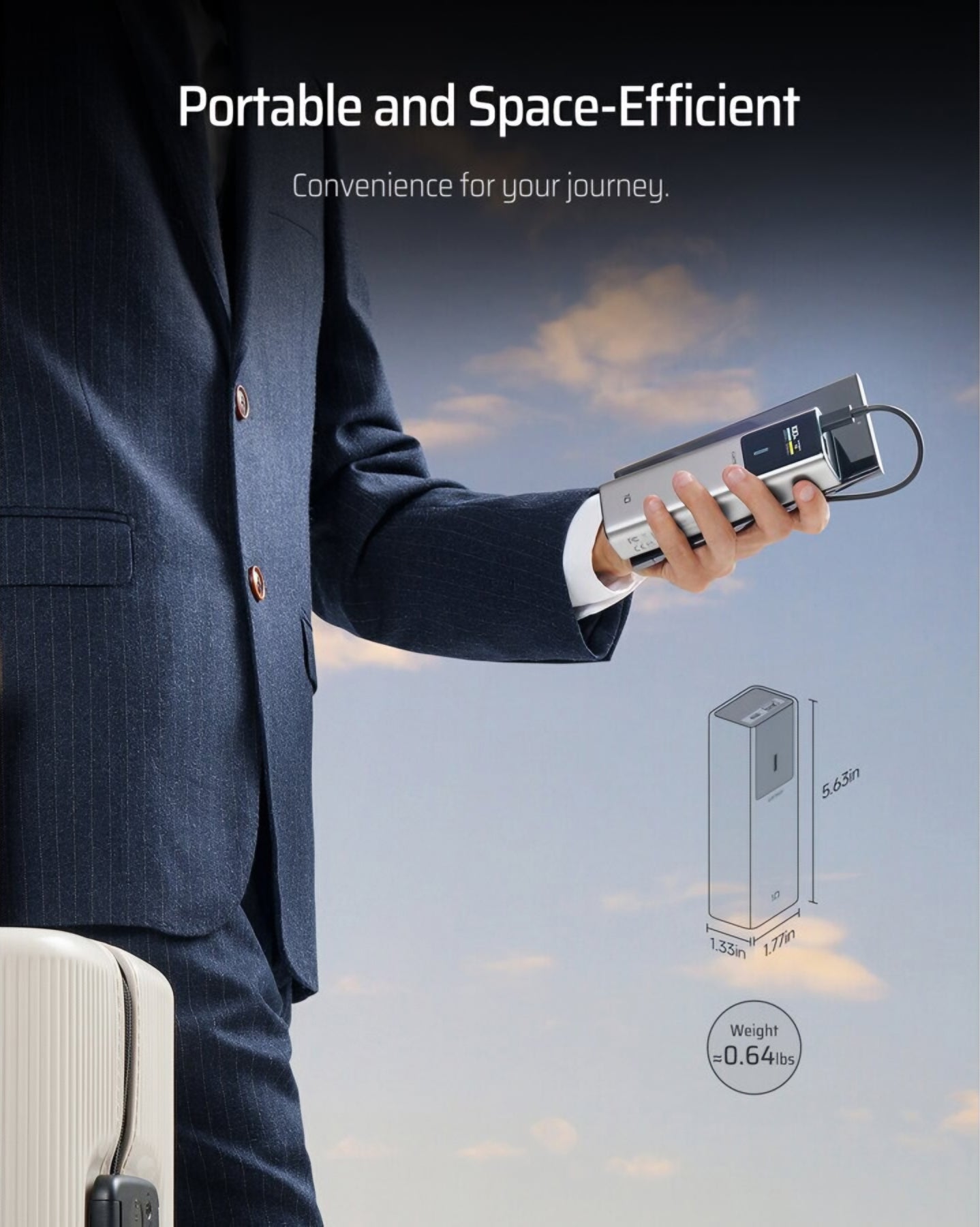 Cuktech External Battery, 10000mAh, 150W, QC + PD, 1 x USB-A - 1 x USB-C, Gray CKPB100PGLBK