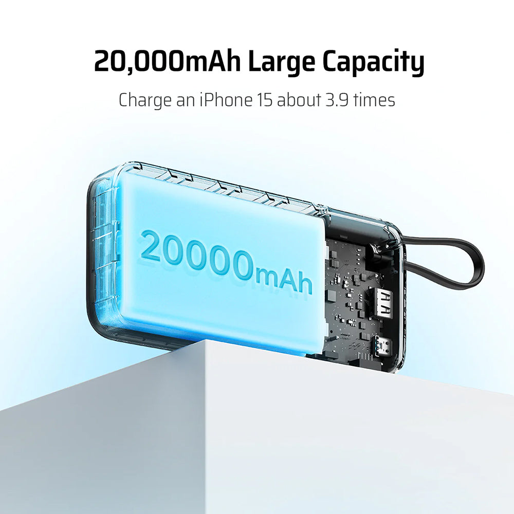 Batterie Externe Cuktech LPB200N, 20000mAh, 45W, QC + PD, 1 x USB-A - 2 x USB-C, Blanche CUKP200NGLLG