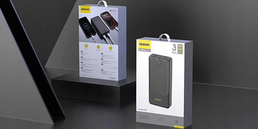 Externer Akku Dudao K10Pro, 20000mAh, 12W, 2 x USB-A, Schwarz