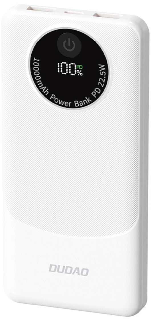 Externer Akku Dudao K12, 10000mAh, 22.5W, QC + PD, 1 x USB-C - 2 x USB-A, Weiß