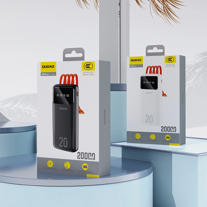 Batterie Externe Dudao K6Pro+, 20000mAh, 10W, 1 x Lightning - 1 x microUSB - 1 x USB-A - 1 x USB-C, Blanche