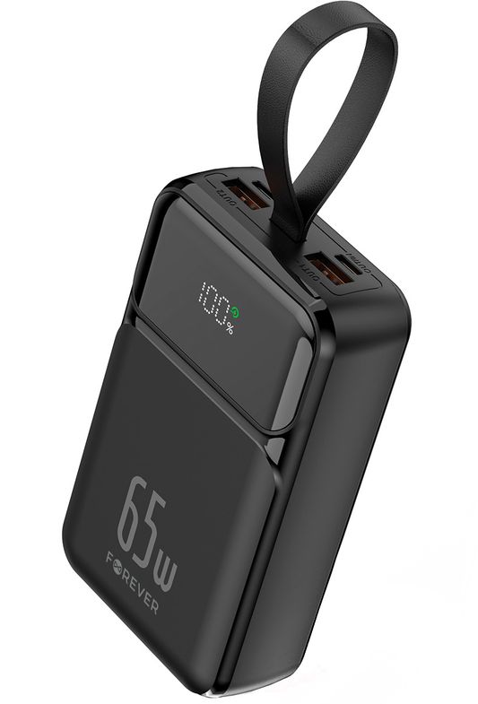 Batterie Externe Forever TB-400, 20000mAh, 65W, QC + PD, 2 x USB-A - 2 x USB-C, Noire