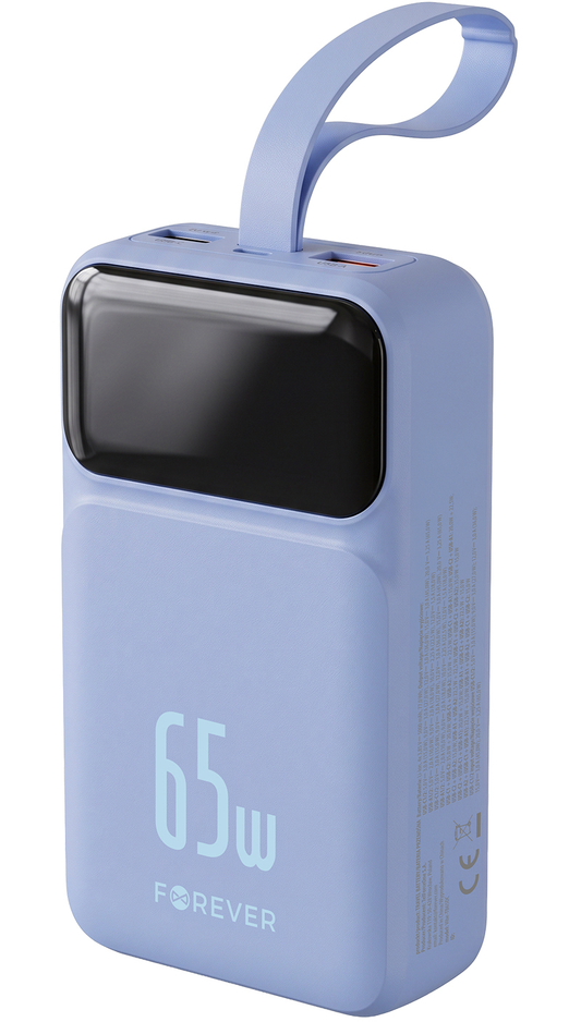 Batterie Externe Forever Vibe-TB65, 20000mAh, 65W, QC + PD, 2 x USB-A - 2 x USB-C, Bleue