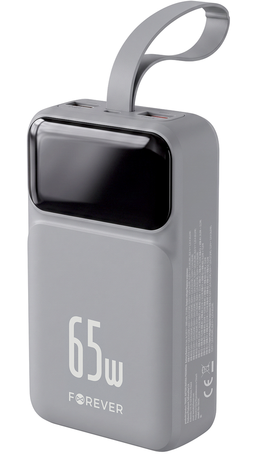 Batterie Externe Forever Vibe-TB65, 20000mAh, 65W, QC + PD, 2 x USB-A - 2 x USB-C, Gris