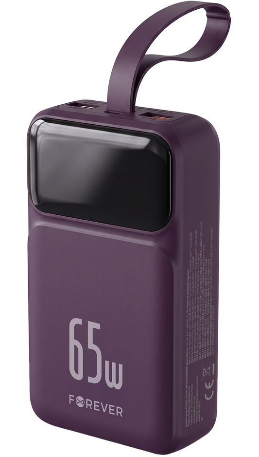Batterie Externe Forever Vibe-TB65, 20000mAh, 65W, QC + PD, 2 x USB-A - 2 x USB-C, Bordeaux
