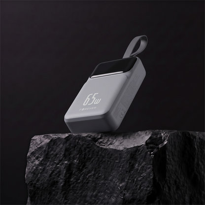 Forever Vibe-TB65 External Battery, 20000mAh, 65W, QC + PD, 2 x USB-A - 2 x USB-C, Gray