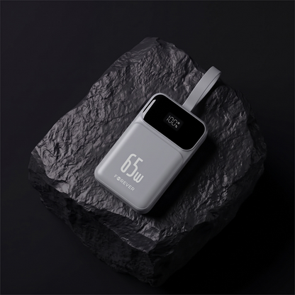 Forever Vibe-TB65 External Battery, 20000mAh, 65W, QC + PD, 2 x USB-A - 2 x USB-C, Gray
