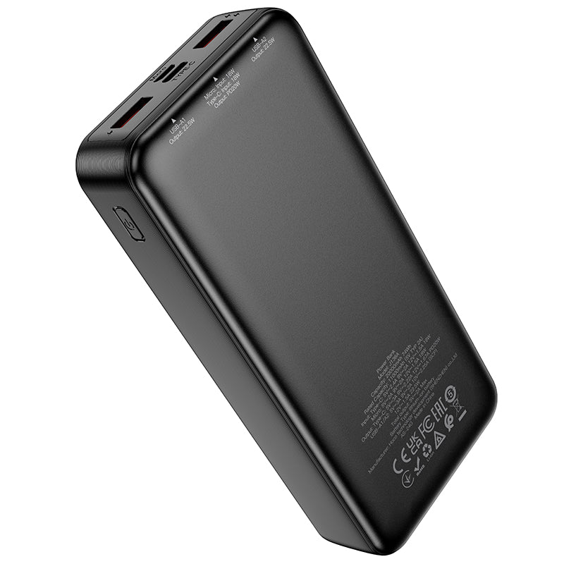 Batteria Esterna HOCO J136A, 20000mAh, 22.5W, QC + PD, 1 x USB-C - 2 x USB-A, Nera