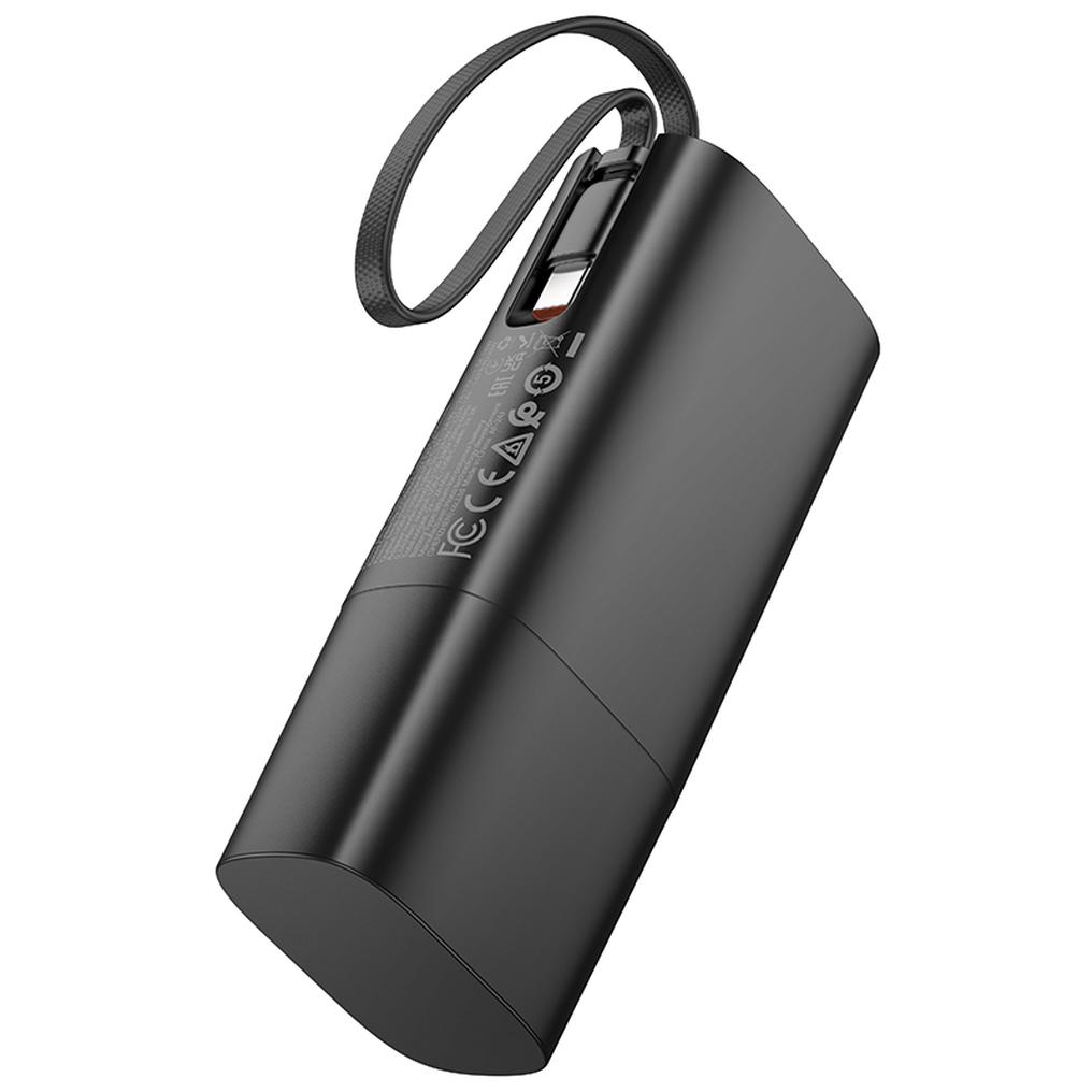 HOCO J148 2-in-1 Powerbank, 5000 mAh, 20 W, PD, 2 × USB-C, Schwarz