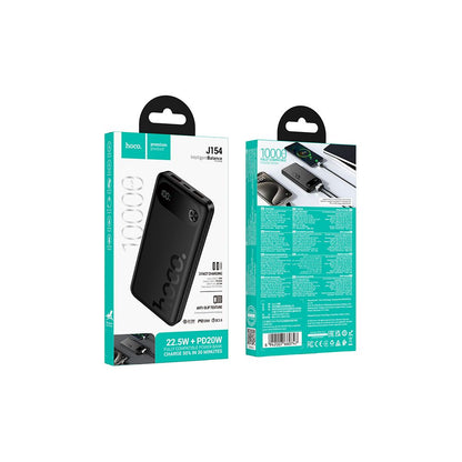 Batteria Esterna HOCO J154, 10000mAh, 22.5W, QC + PD, 1 x USB-C - 2 x USB-A, Nera