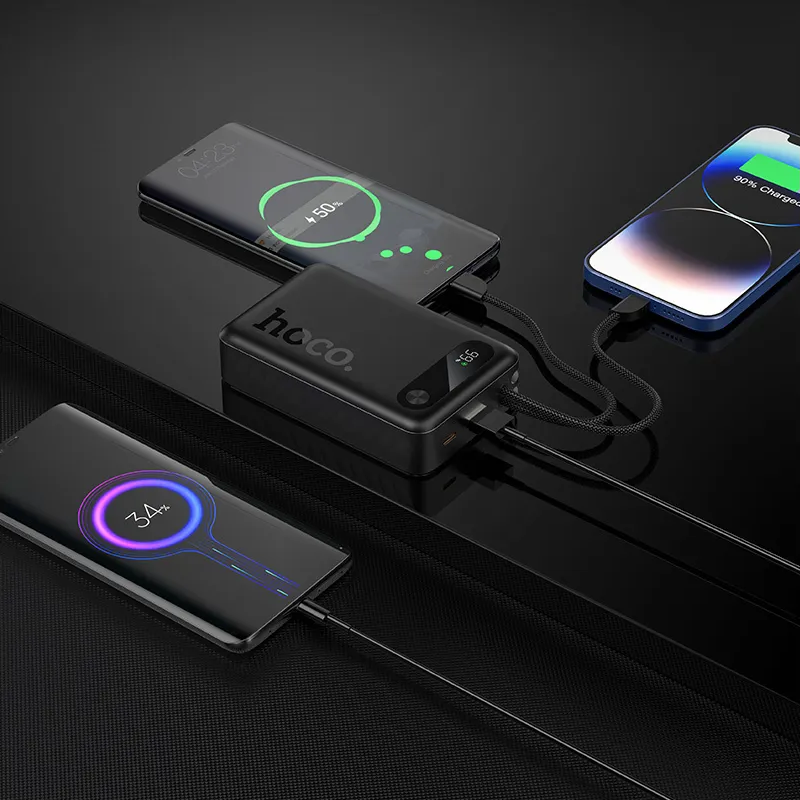 Batteria Esterna HOCO J171A, 20000mAh, 22.5W, QC + PD, 1 x Lightning - 1 x USB-A - 2 x USB-C, Nera