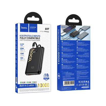 Batteria Esterna HOCO Q37, 10000mAh, 22.5W, QC + PD, 1 x Lightning - 1 x USB-A - 2 x USB-C, Nera