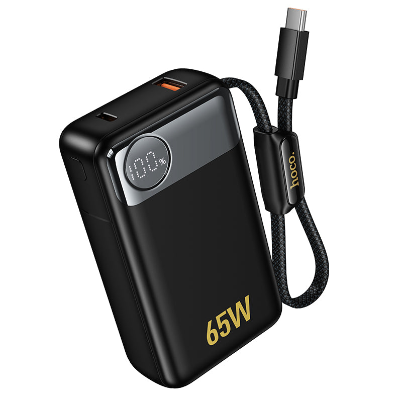 Batterie Externe HOCO Q53, 12000mAh, 65W, QC + PD, 1 x USB-A - 2 x USB-C, Noire