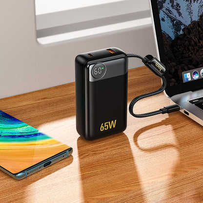 Batterie Externe HOCO Q53, 12000mAh, 65W, QC + PD, 1 x USB-A - 2 x USB-C, Noire